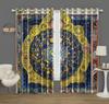 Mystic Zodiac Curtains 2 Panels 3D Print Sun Block Gold Blue Magic Pattern Bedroom Living Room Decor Starry Astrology Art