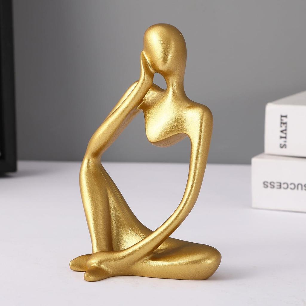 Decorative Abstract Thinker Men Statue Set Of 3 Modern Art Showpiece Sculpture(Fantasy,Gold,13CmX6Cm) For Home Decor Living Room Bedroom