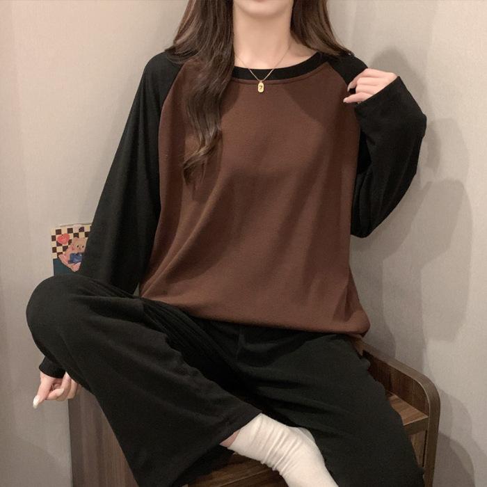 Autumn and Winter New Women's Pajamas, Long Sleeves, Girls, Students, German Velvet Fabric, Loose Casual Pajamas, Loungewear Set