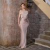 French Design Celebrity Dress Summer New European and American Slanted Shoulder Waist Thin Hip Dress