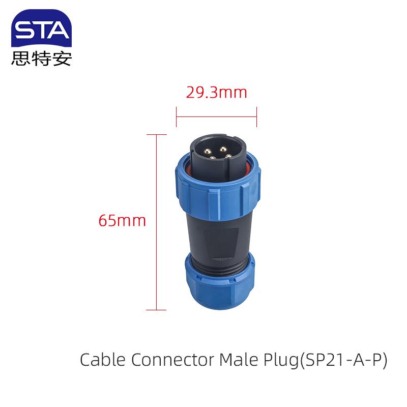 SP21 Aviation Plug Ip68 Waterproof  Cable Connector Docking/square Flange/back Nut Male Plug Female Socket 2/3/4/5/6/7/9/12 Pin