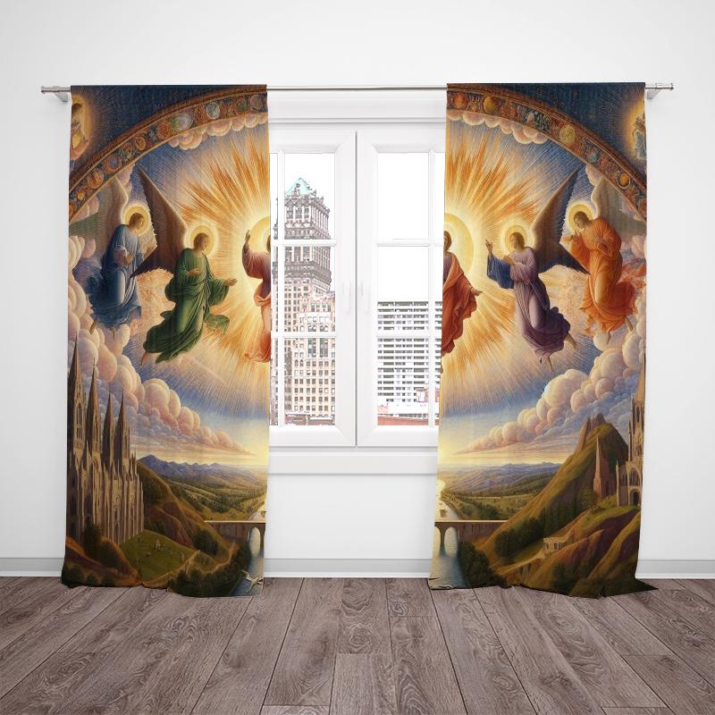 Christian Jesus -2 pieces - Printed curtain, 100% polyester, suitable for home decor