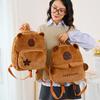 Capybara Teens Kids Plush Bags Animal Backpack Embroidered Details Lightweight