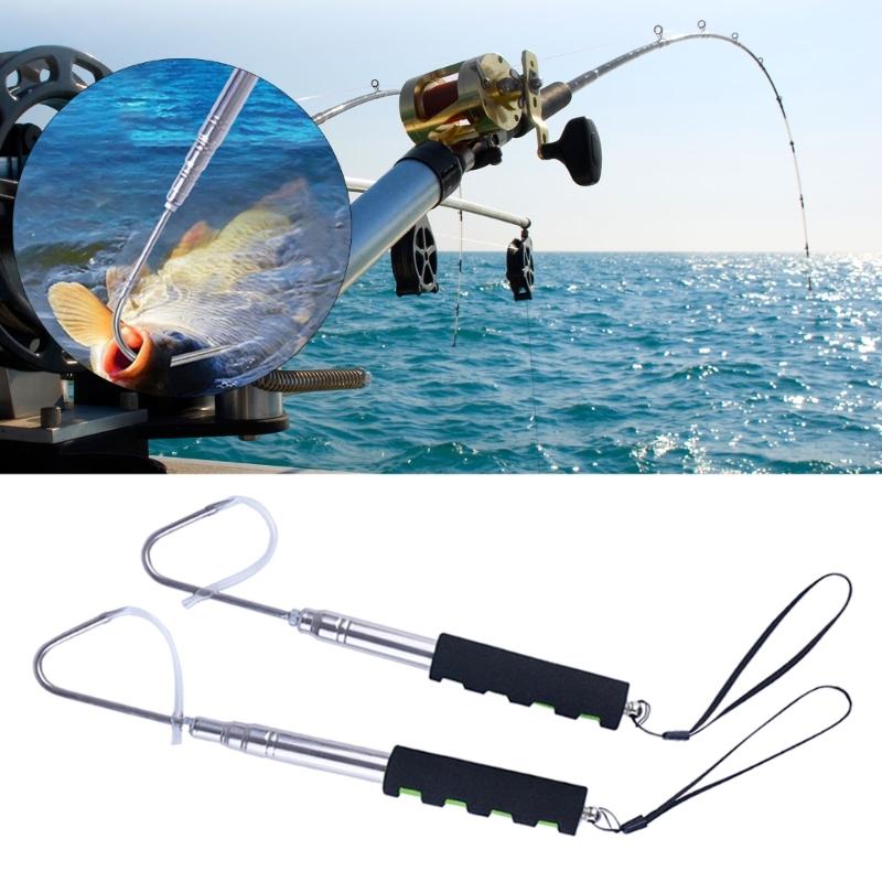 Fishing Gaff Fishing Hook Stainless Steel Strong Sharply Fishing Gaff Hook with Protections Cover Telescopic Fishing Gaff