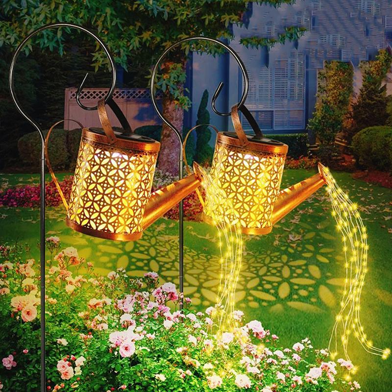 Solar Watering Can Light Hanging Waterfall Lamp Waterproof Outdoor Garden Decor Yard Porch Lawn Backyard Landscape Sun Led Lamp