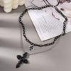 Fashion Multi-layer Cross Pendant Necklaces for Women Men Metal Steampunk Choker Necklace Hip Hop Jewelry Gifts