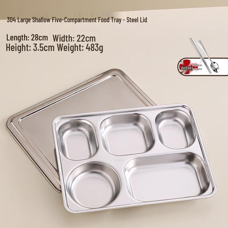 Compartmented Stainless Steel Food Tray