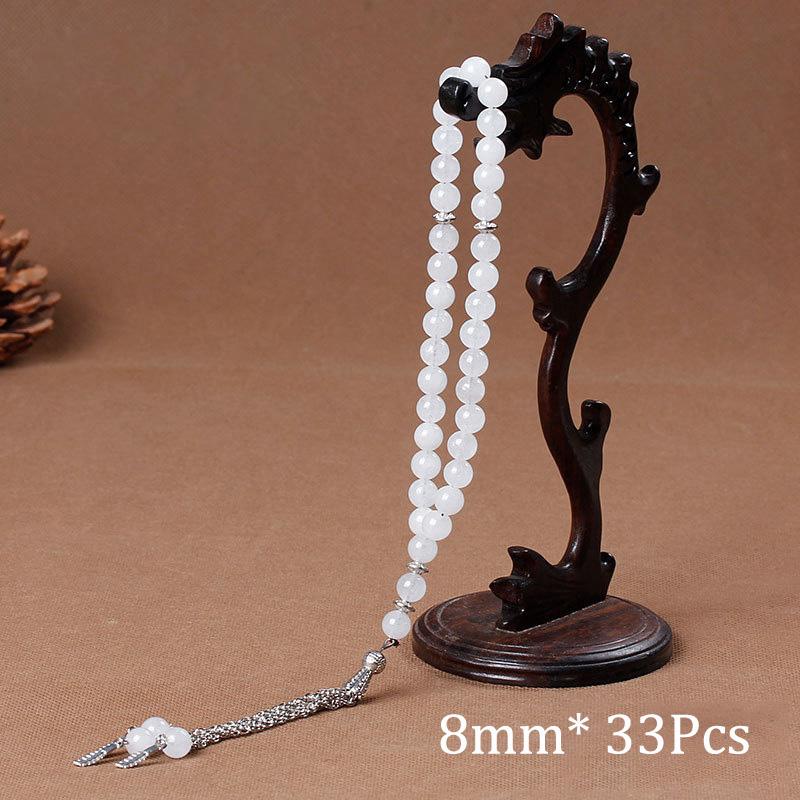 33 Prayer Rosary Beads 8mm Natural Stone Agate Color Optional For Islamic Tasbih Muslim Men Allah Mohammed Meditation Pendant