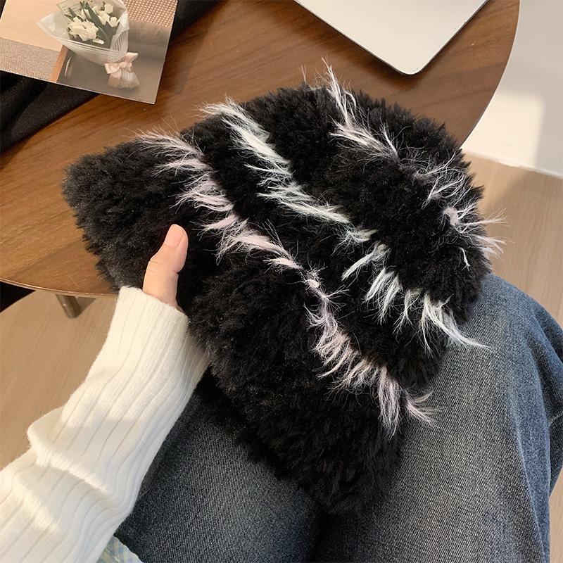 Women S Plush Earmuff Knit Hat Autumn Winter Warm Loose Fit Cold Hat