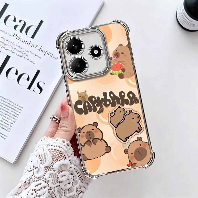 

Funny Capybara Cartoon Cute Plating Phone Case For Xiaomi Redmi Note 14 15 Pro Plus 13 12 11 11S 11T 10 9S 9 5G Anti-Fall Airaba Redmi Note14ProPlus
