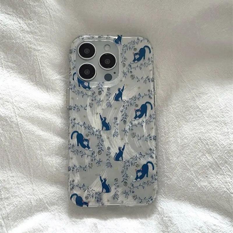 

Чехол для мобильного телефона с рисунком цветочного кота для Redmi Note 13 Pro, CIVI 4 Pro, K40 и K50 iPhone 13 Pro