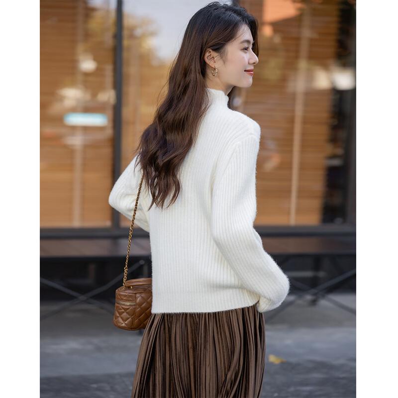 Mocana Women's Elegant Semi-High Collar Long Sleeve Sweater