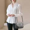 Lychee Pattern Soft Leather Messenger Bag Female