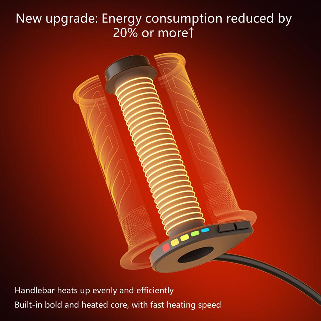 LED Heated Handle Grips with Memory Feature Universal Motorcycle Electric Bike Overheat Protection Warmer Handle Grip