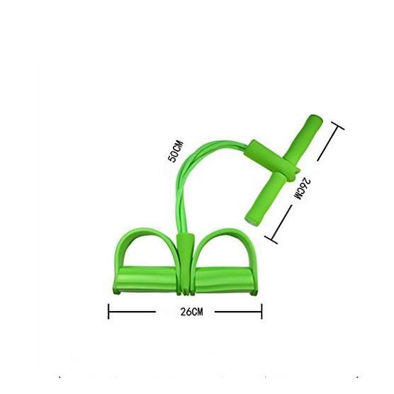 Rameur avec élastique Jaune - Appareil de gym 4 avec repose-pieds pour exercice