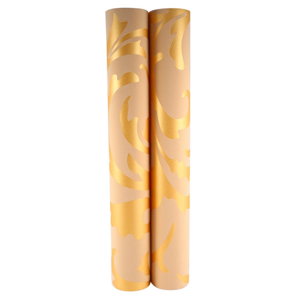Nonwoven Wallpaper Mural Nonwoven Wallpaper Baroque Design M. Damask Ornament Gold 3‑Dimensional Optic