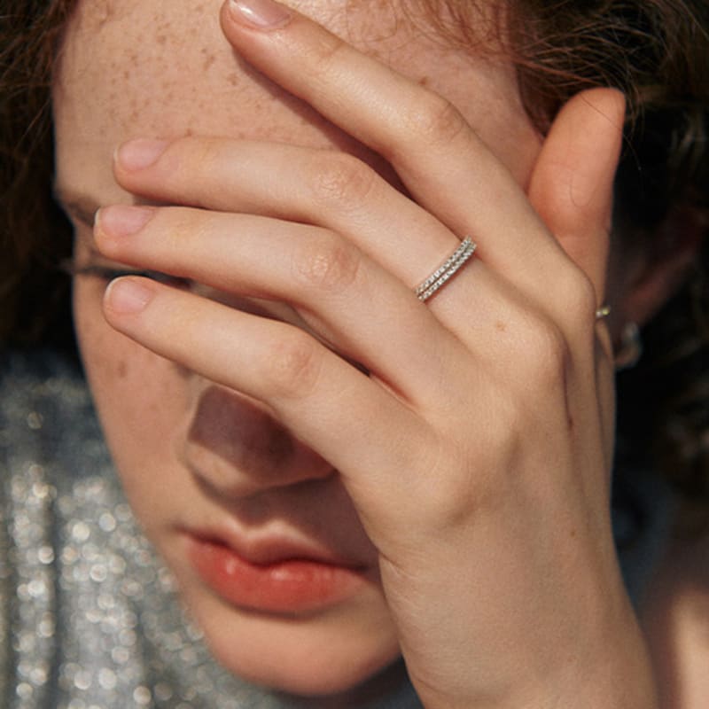 green [925 silver] Five.silver.210 / dew ring handle