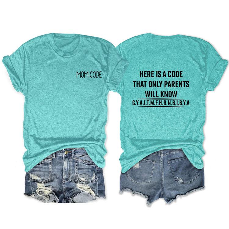 Fashion before and after here is a code letter print women's casual short sleeves