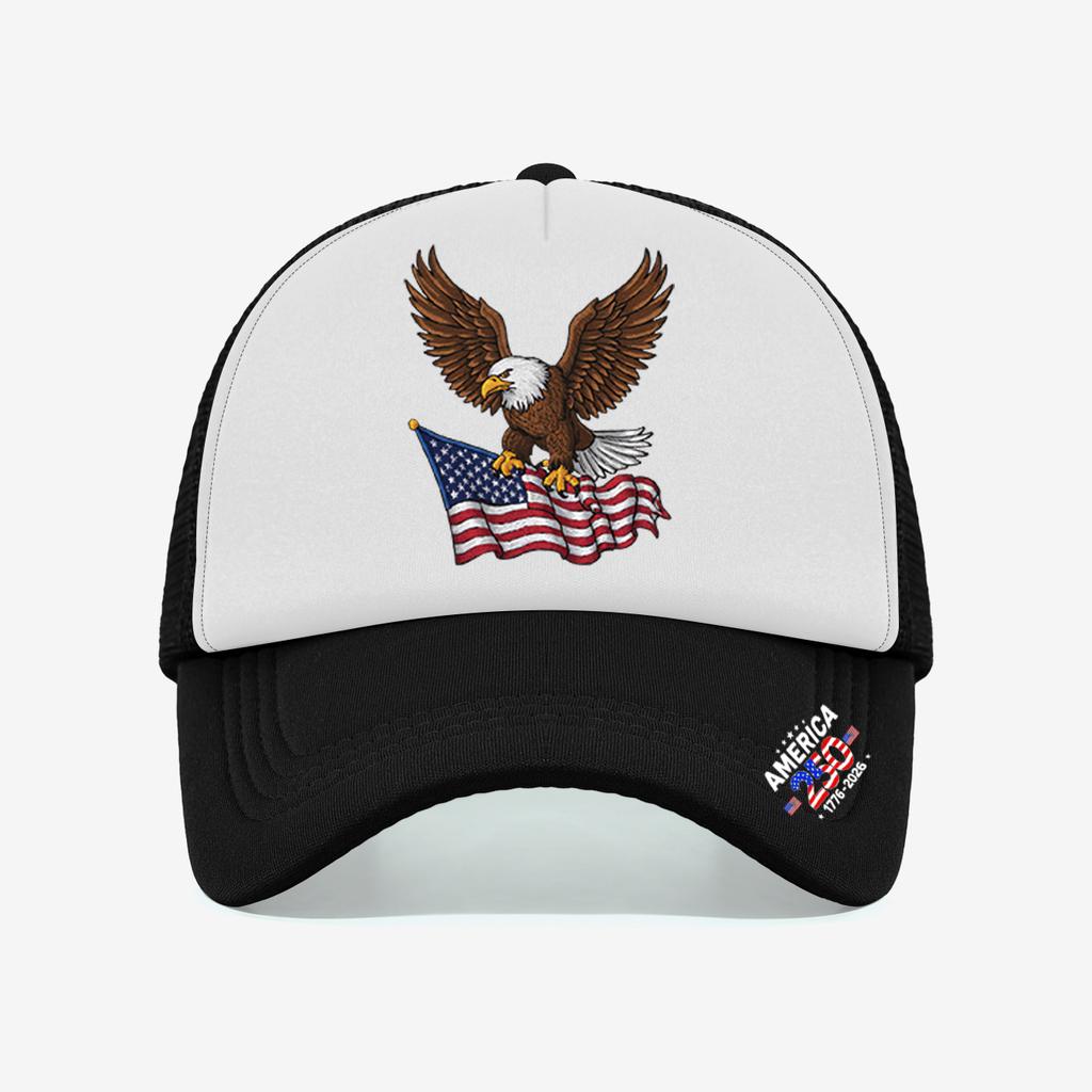 1 Stück Vintage 250. Amerika Trucker-Hut, Realistischer Adler-Flaggen-Druck, Streetwear-Kappe für patriotische Fans
