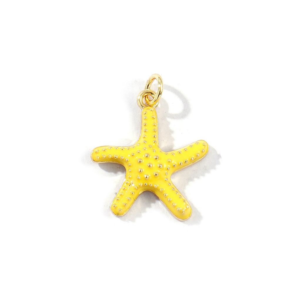 2 PCs Brass Ocean Jewelry Charms 18K Gold Plated Enamel Starfish Pendants For DIY Necklace Bracelet Jewelry Making 23mm X 18mm