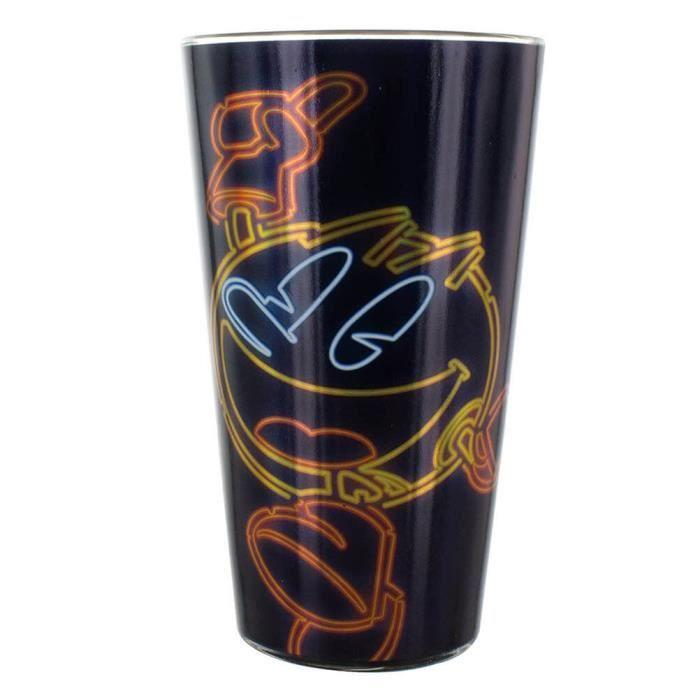 Verre à boire - Pac-Man - Noir - Neon - Verre plat