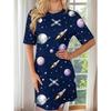 Top de pijama colorat cu dungi și mânecă scurtă, stil de vară