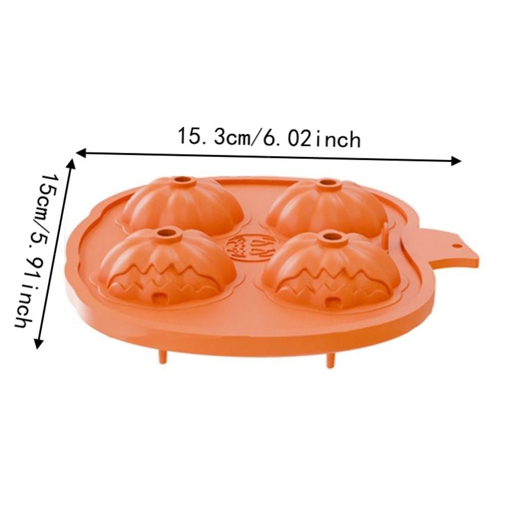 4 Grids Pumpkin Ice Cube Tray Pumpkin Shape 3D Silicone Baking Mold  Pastry Utensil