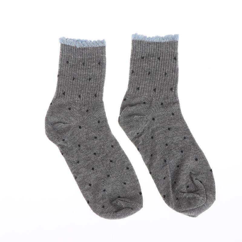 1 Pairs Autumn Edge Socks Women'S Spring Autumn Mid-Calf Cute Polka Dots Socks Student Socks Women'S Socks