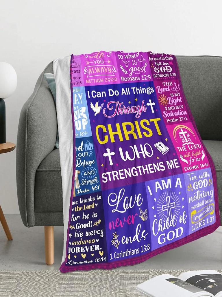 Inspirational Christian Throw Blanket for Women with Bible Verse Soft Flannel Healing Gift X Inches