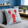 Red Lobster Blue Stripes Double Sided Cushion Cover Coastal Nautical Pillowcase for Home Sofa Bedroom Car Decor PC