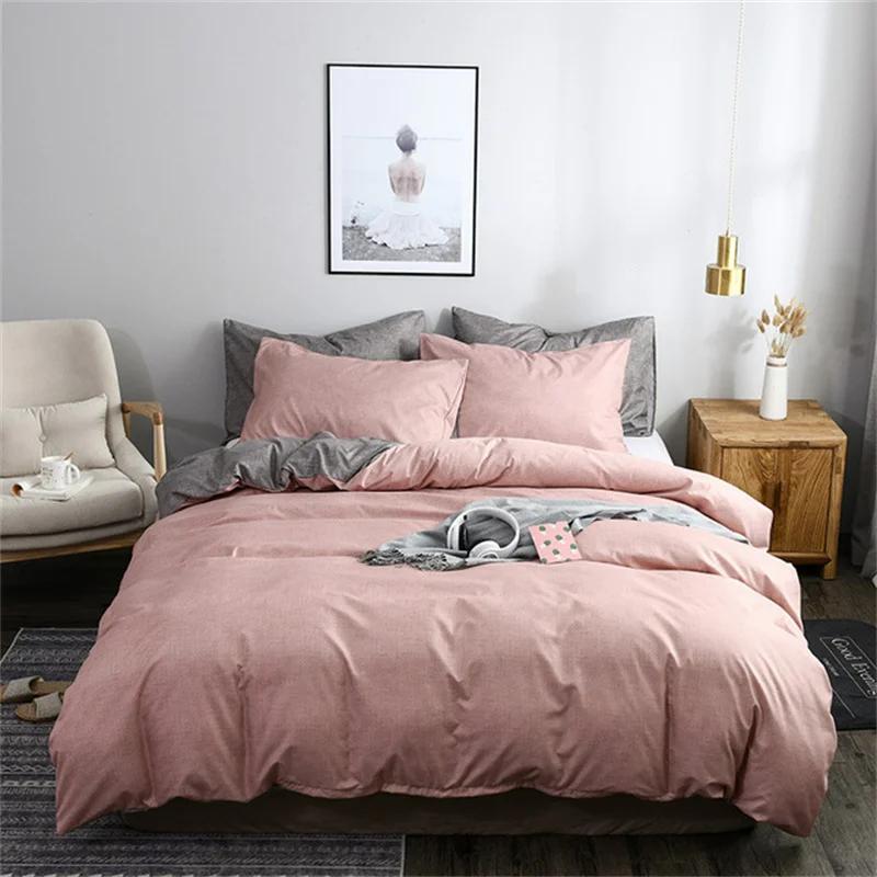 

Simple Texture Grain Polyester Duvet Cover Set King Size Plain Queen Bedding Set Affordable Durable Quilt Cover and Pillow Case EU Single size 2 pcs