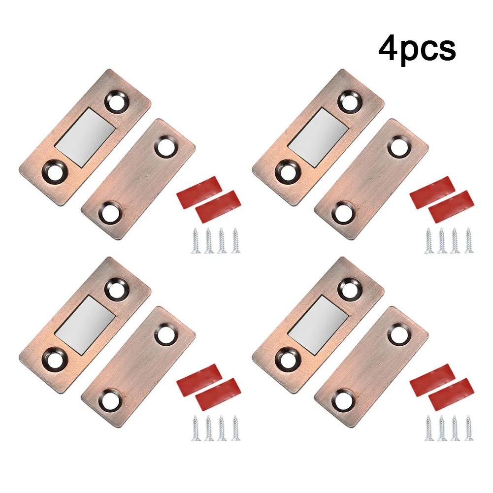 4 Sets Strong Magnetic Cabinet Catches Magnet Door Stops Hiddens Door Closer With Screw For Closet Cupboard Furniture Hardware