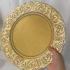 Gold Charger Plate Plastic Decorative Service Plate Party Dinner Serving Tray Wedding Christmas Banquet Table Organizer