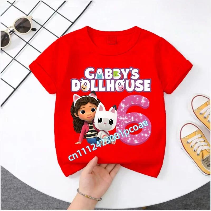 Summer Tshirt Gabby 29 Years Old Childrens Cotton Shortsleeved Sports Shirt for Girls Casual Top with Digital Cartoon Print