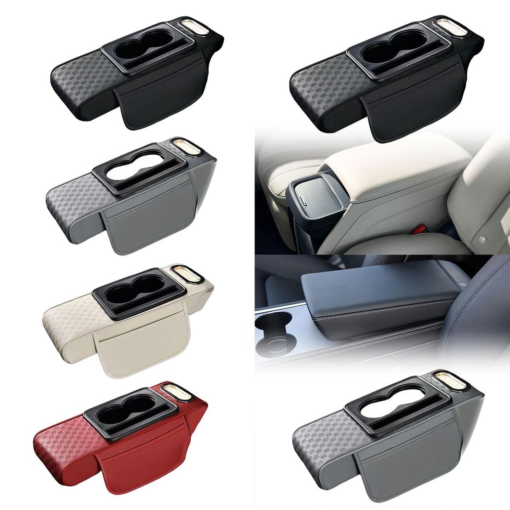 Coussin d'accoudoir de voiture Console centrale Cuir synthétique Installation facile Organisateur avec boîte à mouchoirs Rangement pour SUV et Berline