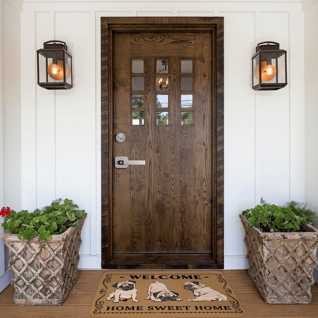 Funny Charming Pug Dog Welcome Floor Door Kitchen Bathroom Mat Anti-Slip Indoor Doormat Garden Entrance Carpet Rug