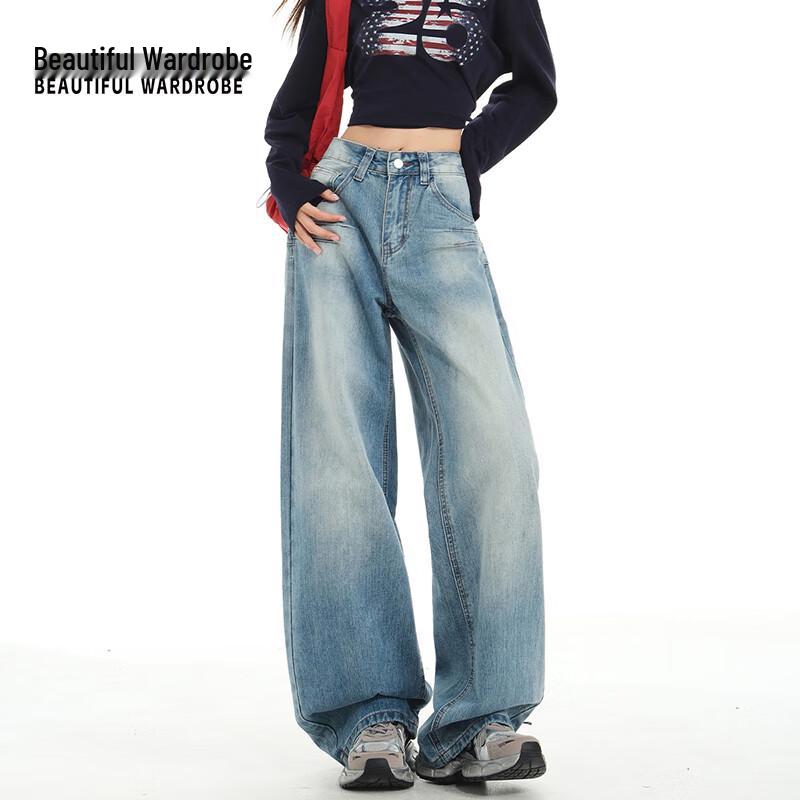 Women's American Retro Washed Loose Wide-Leg Jeans