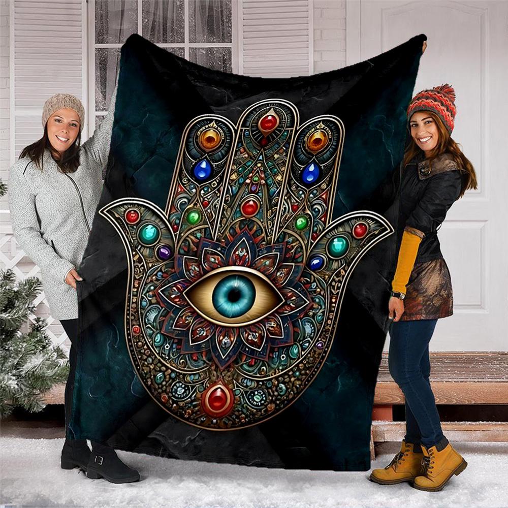 1pc Protective Eye Symbol Print Outdoor Blanket, Lightweight Polyester,