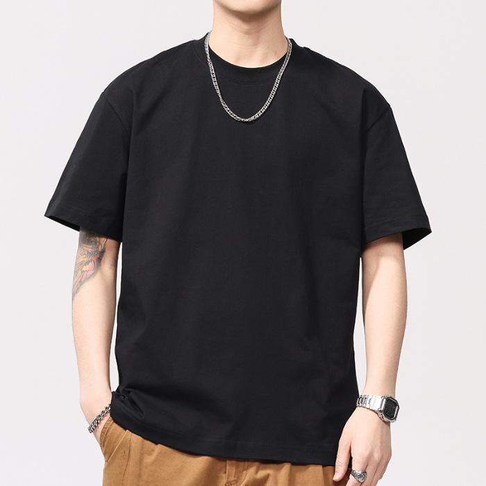 Thin Summer Solid Color Short-sleeved American Casual Simple Round Neck Men's T-neck T-shirt Short-sleeved