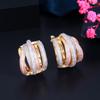 Luxury Twisted Lines Micro Cubic Zirconia Setting European Women Wedding Big Hoop Earrings Dubai Gold Plated Jewelry