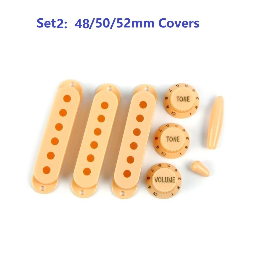 FLEOR Set of Yellow Plastic ST Single Coil Pickup Covers + Electric Guitar Knobs 2T1V+Switch Tip+Whammy Bar Tip