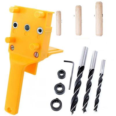 Zmart Drill Guide Dowel Jig, 6, 8, 10mm Wood HSS Drill Bits, ABS Plastic, Pocket Hole Tool, Dowel Hole, Carpentry Tool