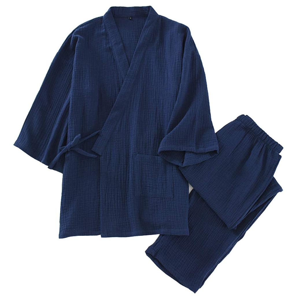 Jinbei double room top and bottom long long at Japanese kimono for men [HeiKi] pajamas, layered, gauze, pair, couple, wear, men's, women's, set,