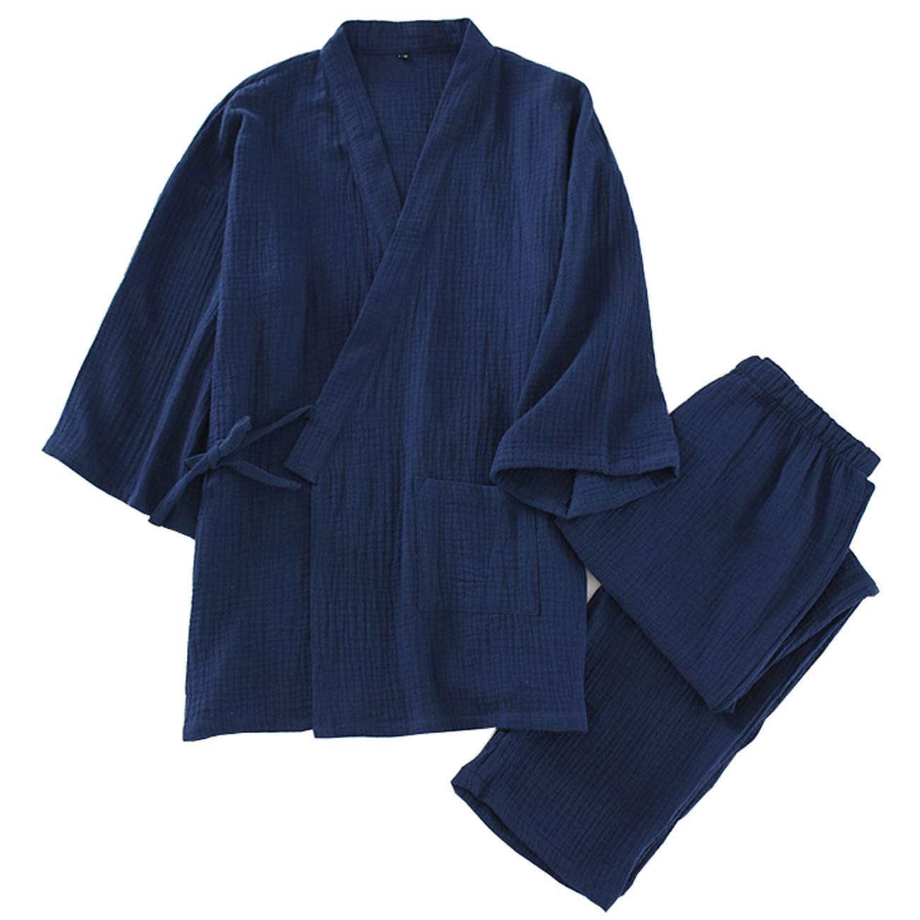 

Джинбей двухслойный верх и низ длинный длинный в японском кимоно для мужчин [ХейКи] пижама, многослойный, марлевый, парный, для пары, одежда, мужской, женский, комплект,