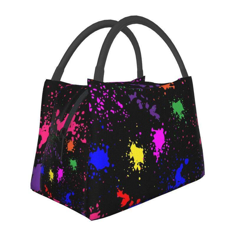 

Colorful Paint Splatter Art Thermal Lunch Bag Reusable Waterproof Cooler Insulated Lunch Box Bento Tote for Work Travel Picnic