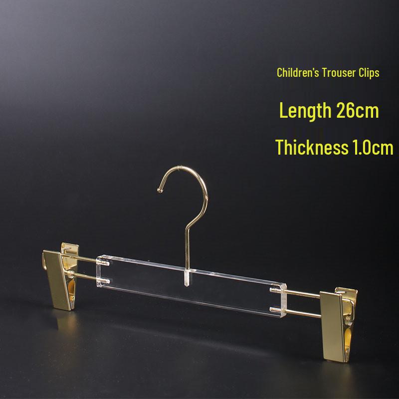 Transparent Acrylic Lingerie Hanger with S-Shaped Hook for Clothes, Fabrics, and Children's Wear.