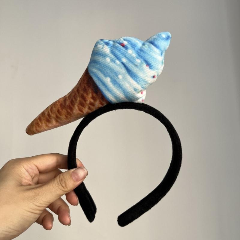 Unique Food Shaped Stretchy Headpiece With 3D Fried Chicken Vegetables Ice Cream Particulars For Costume Parties Daily Activities