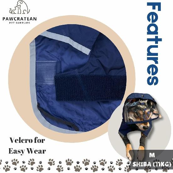 Dog Raincoat, Water Resistant, Adjustable, Cool Design (Dark Blue, X-Large)