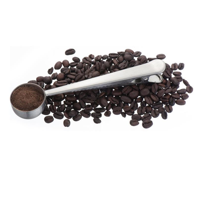 Multi-Purpose Stainless Steel Coffee Scoop with Clip and Measuring Spoon for Coffee, Tea, Powdered Milk, and Seasonings
