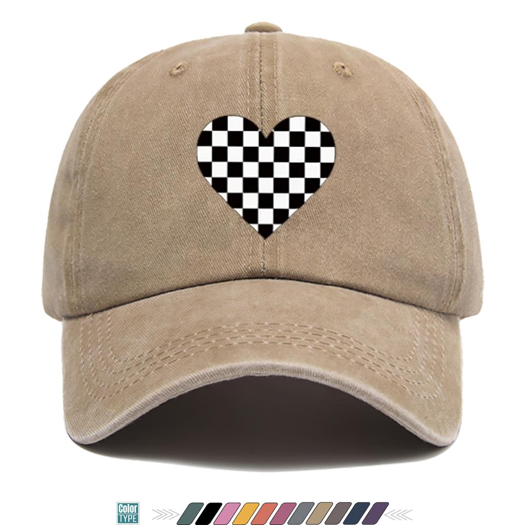 Pc Heart Black And White Checkered Print Baseball Cap Trucker Hat Comfortable And Breathable Fashionable And Aesthetic Cart